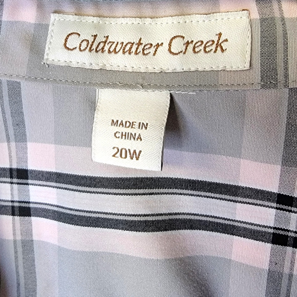 Coldwater Creek Sz 20W ¾ sleeve plaid button blouse with collar - Picture 3 of 5